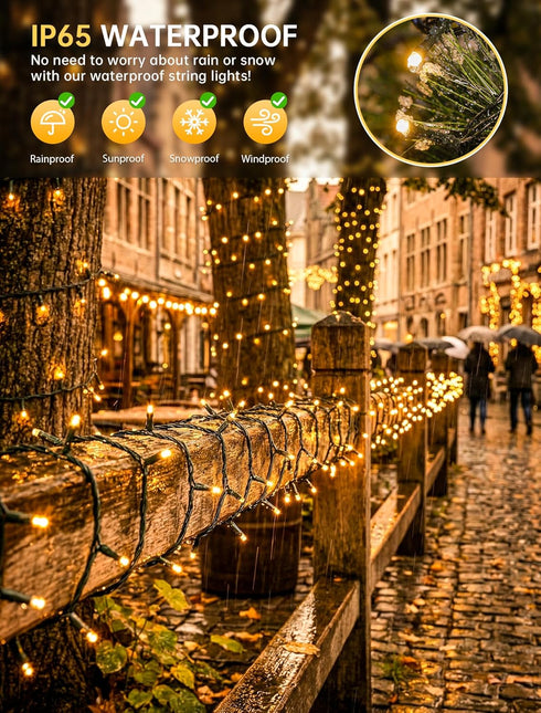33 100 Hopolon String Lights Indoor Outdoor, FT LED Christmas Lights with Remote, Connectable Green Wire Twinkle Fairy
