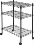 3-Shelf (3-Shelf) Shelving Storage Unit Adjustable Heavy Duty Metal Shelf with Wheels Casters for Laundry Office Garage