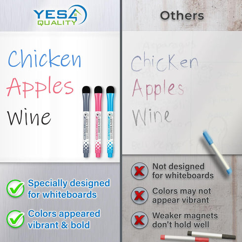 Extra Large Magnetic Dry Erase White Board Sheet, 25x16 in, Stain Resistant, 3 Markers, Big Eraser with Magnets