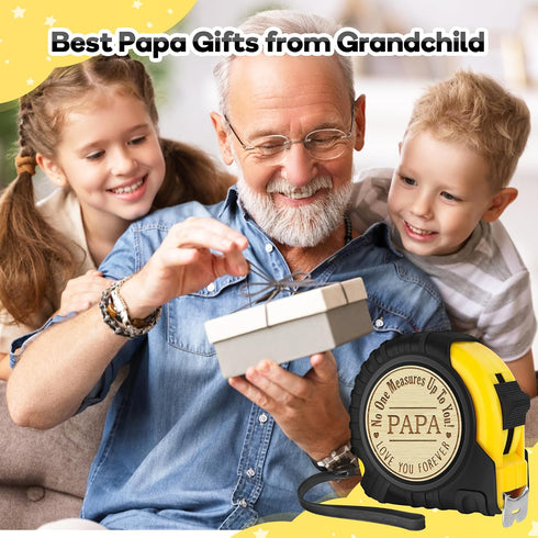 Papa Gifts for Grandpa, Best Papa Gifts from Grandchild, Christmas Birthday Gifts, Engraved Tape Measure 25 FT