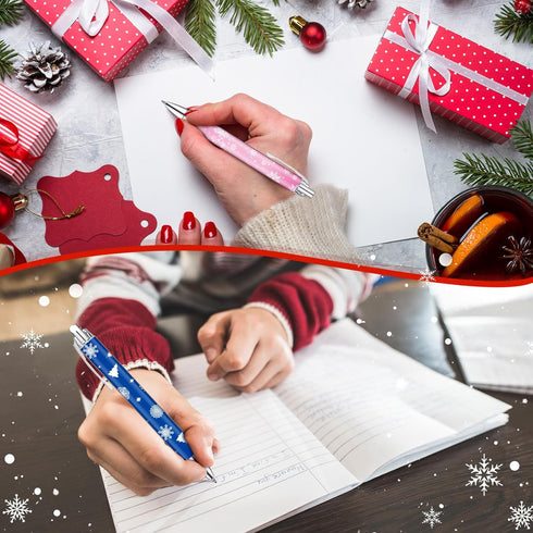 Yeaqee 36 Pcs Winter Themed Snowflake Pens, Frozen Ballpoint Pens for Winter Birthday Party, School Reward Prizes