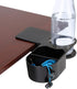 ENHANCE Clip On Desk Cup Holder - Desktop Organizer Clamp for Water Bottle, Remote & Office Supplies