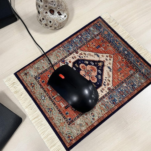 famassiser Persian Style Carpet Mouse Pad Vintage Miniature Bohemian Rug Desk Pad, Non-Slip Computer Mouse Mat