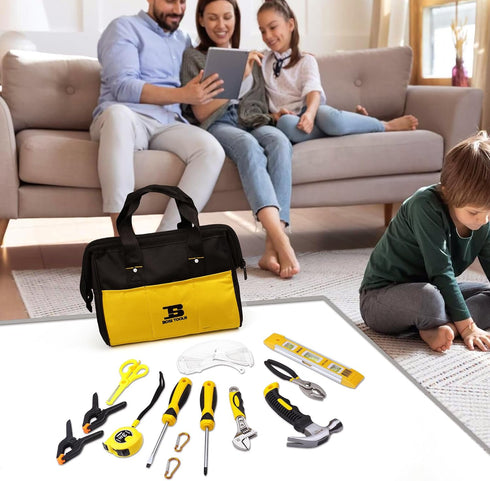 14-Piece Set Hand Tool with Storage Bag for Boys & Girls, Learning Tool Kit for Home DIY