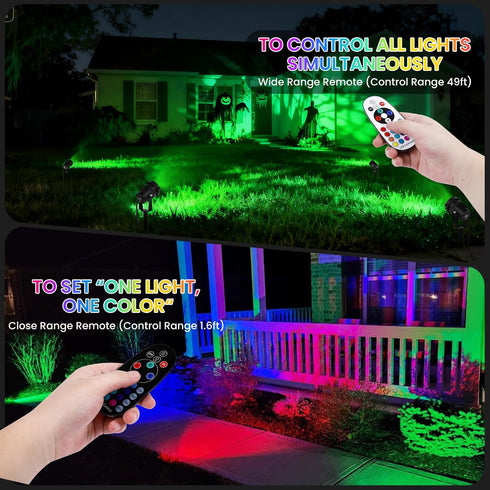CoziTech 16 120V 2 Pack RGBW Multicolor Spotlight Outdoor: Color Changing Landscape Lighting with Remotes Plug