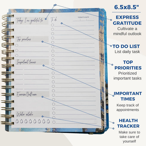 Paper 'n Such Undated Daily Planner, Spiral To Do List Notebook for Daily Tasks and Agendas (6.5x8.5), School or Office