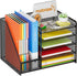 Marbrasse Desk Organizer with File Holder, 5-Tier Paper Letter Tray, Mesh Organizers for Office Supplies (Black)