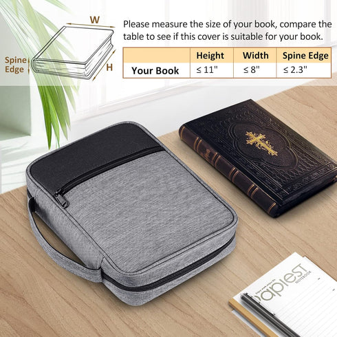 FINPAC Bible Cover, Carrying Book Case with Handle and Zippered Pocket, Protective Gift for Mother, Lady, Women, Men,