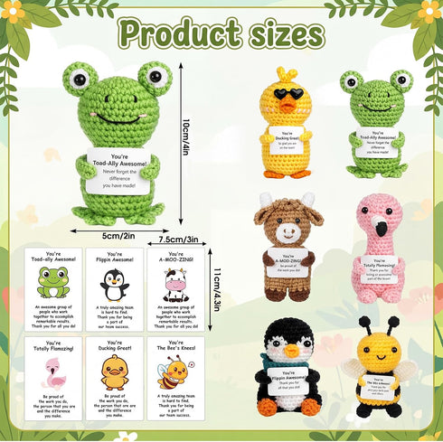 FineCheer 6 Set Employee Appreciation Gifts Emotional Crochet Animals for Coworkers Positive Support Crochet