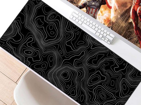 JIALONG Black Topographic Large Gaming Mouse Pad, XXL Mousepad, Big Desk Pad for Keyboard and Mouse, Gaming Accessories