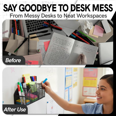 BEILITEMAG 5 10inch Magnetic Dry Erase Marker Holder for Whiteboard, Slots Metal Pen Holder with Strong Magnets, Large