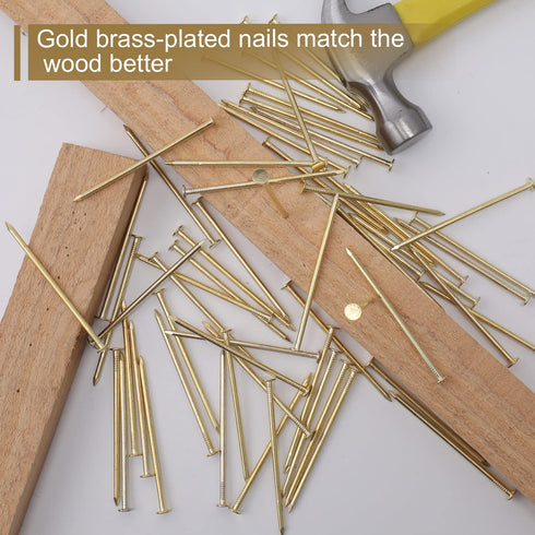 60pcs Gold Hardware Nails, 3 Inches Brass Plated Wall Nails for Hanging and Wood Projects