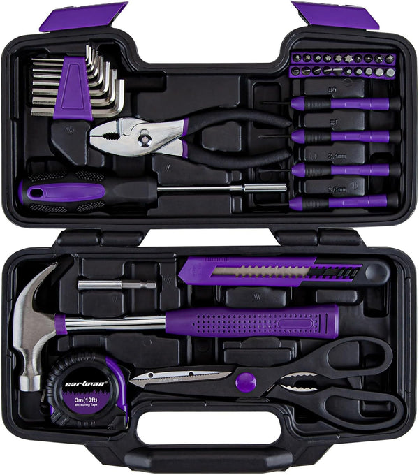 CARTMAN 39-Piece Home Tool Set Kit, Essential Household Hand Tools with Plastic