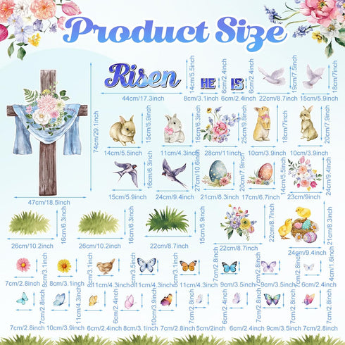 Easter Bulletin Board Decorations He is Risen Cutouts with Glue Point Spring Easter Jesus Resurrection Bulletin Board Decor for Easter Religious Classroom Wall Decoration(Colorful Flower)