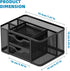Marbrasse Mesh Desk Organizer, Pen Organizer with 2 Drawers, 5 Compartments for Office Art Supplies, Black