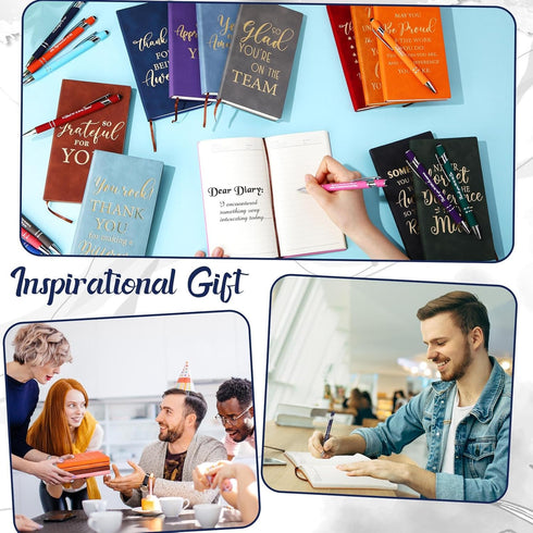 Yeaqee 24 Pcs Inspirational Gift Journals - A6 Leather Notebook Bulk for Employee Appreciation