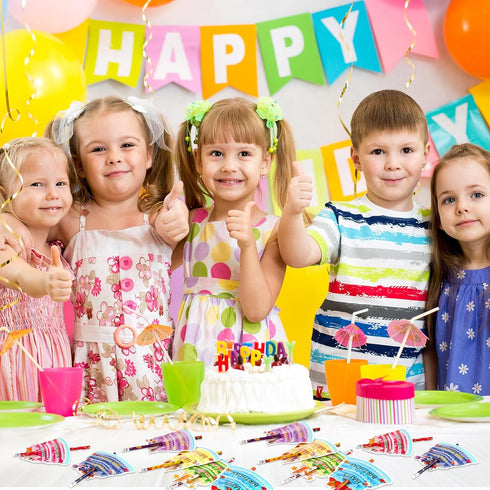 Panelee 72 Pcs Happy Birthday Pencils and Greeting Cards Set, Colorful Printed Birthday Pencils with Erasers