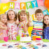 Panelee 72 Pcs Happy Birthday Pencils and Greeting Cards Set, Colorful Printed Birthday Pencils with Erasers