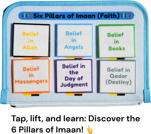 Megan's Toys 3+ 5 Islamic Quiet Book for Kids Ages - Montessori Muslim Learning Toy, Felt Busy Book to Learn Wudu