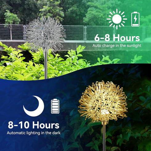 Solar Garden Lights Outdoor-2 Pack Outdoor Decorative Garden Lights, Waterproof Solar Outdoor Lights Auto ON/Off Solar Lights for Garden Gifts for Halloween, Christmas, Warmwhite