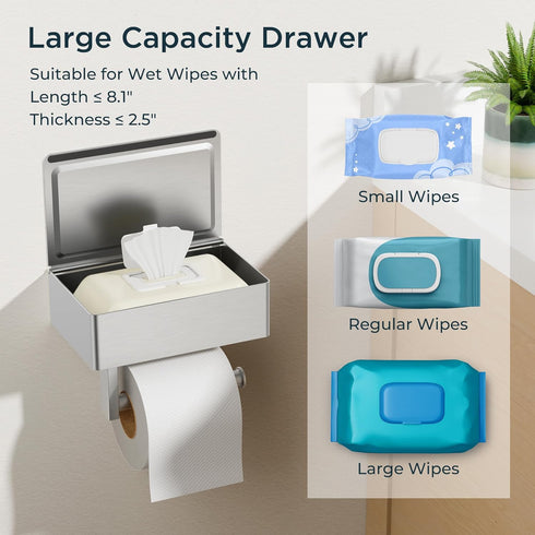 Commercial(1, FORIOUS Toilet Paper Holder with Shelf, Sanitary Napkin Receptacle Tampon Holder, Wall Mount Toilet Paper