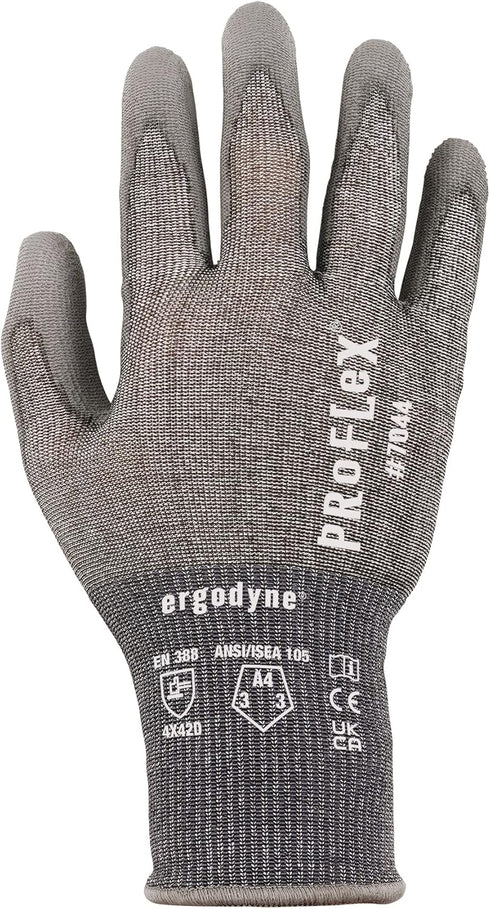 Ergodyne ANSI A4 PU Coated CR Gloves for Unisex Adults, Gray, Extra Large