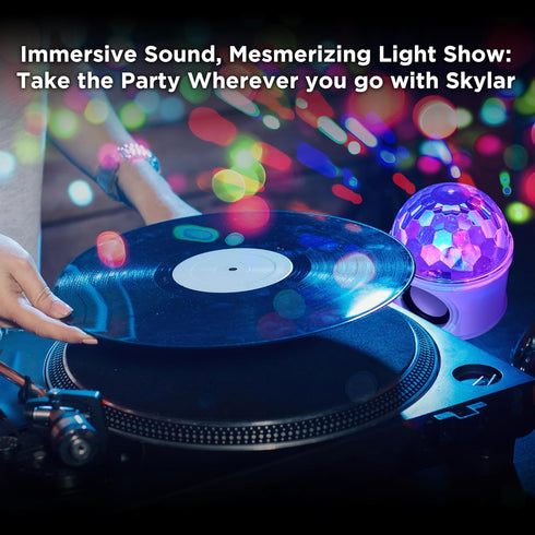 SKYLAR Disco Ball Speaker with 6 Light Modes, Bluetooth Connectivity, HiFi Audio, USB Powered for Parties & Weddings