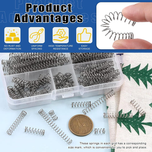 Glarks 150Pcs Compression Springs Assortment Kit, Mini Stainless Steel Springs for Home Repair Projects