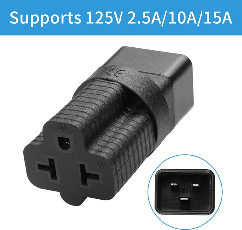 YACSEJAO 2 Pack NEMA 5/6-15/20R to IEC320 C20 Connector, 4-in-1 16Amp UPS Plug for Network Equipment