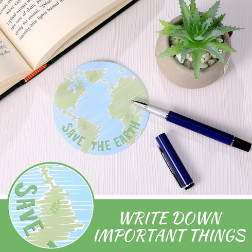 Crtiin 12 Pads Earth Sticky Notes, Globe Planet Notepads, Round Self Stick Memo Pads for School and Office