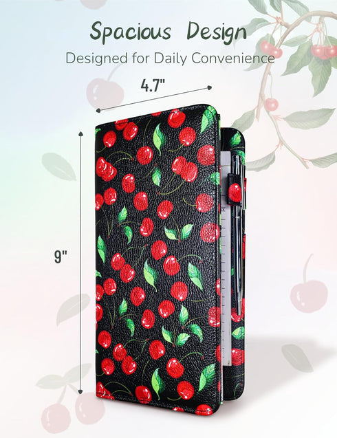 4.7 9 Mymazn X Cherry Server Book with Zipper Pocket Bling Waitress Book with Money Pocket and Magnetic Closure