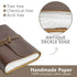 WANDERINGS Vintage Leather Journal - Handmade Leather Bound Notebook with Ivory Deckle Edge Paper, Perfect for Travel