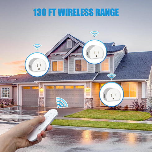 SURNICE Remote Control Outlet 10A Wireless Light Switch for Household Appliances, 130 FT Range, Electrical Outlet Switch, FCC Certified, ETL Listed, 4 Outlets + 1 Remote