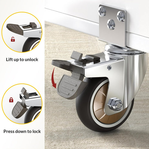 3 Inch Set 4 660 LBS,Ideal HOLKIE Caster Wheels Heavy Duty with Thickened L Shaped Plate,Swivel Side Mount Casters