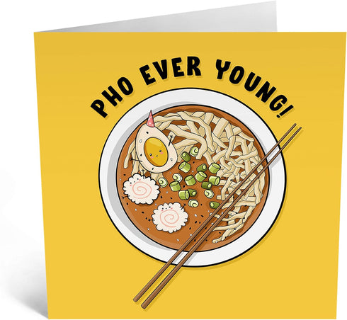 CENTRAL 23 Funny Birthday Card - Pho Ever Young for Men & Women, 21st 30th 40th, Comes with Fun Stickers