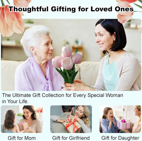YHan Flower Table Lamp, LED Tulip Night Light with Artificial Flower and Vase, Romantic Desk Lamp for Home, Living