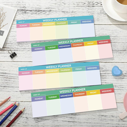 Weekly Planner Notepad, 200 Sheets, 2.8 x 9.5 Inch, Colorful Tear Off Calendar Pad for Office School Reminder Sticky Pad