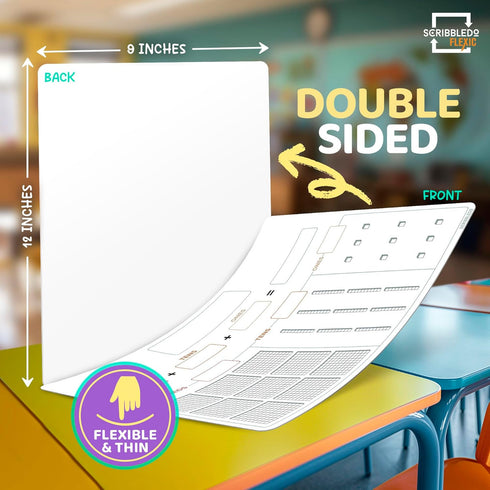 SCRIBBLEDO Base Ten Blocks Math Manipulatives, 9”x12” Dry Erase Sheets, Pack of 10 for Teacher Students Classroom