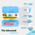Enday Pencil Box Blue, Plastic Double Deck Pencil Case with 7 Compartments for Home and Office
