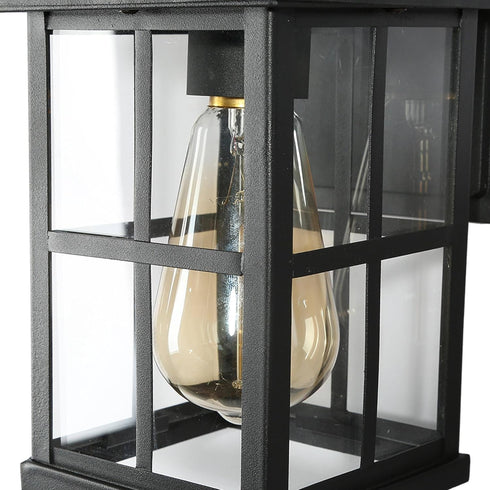 LALUZ Black Outdoor Wall Sconce Lights, Modern Farmhouse Porch Lights Outdoor Wall Mounted with Clear Glass, Waterproof