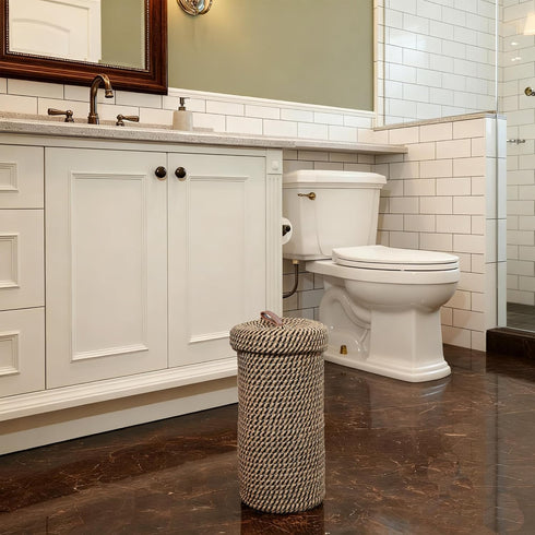 3 14" 7'' Handmade Cotton & Jute Toilet Paper Holder Woven Toilet Paper Stand & Storage Basket with Lid, Freestanding
