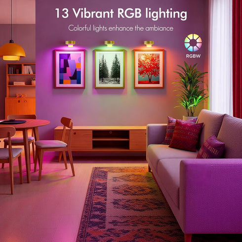 Kandicyar 3-Pack 13 Picture Lights for Wall, RGB Color Changing Led Art Display Light with Rechargeable Battery
