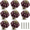 Deep Purple Ceramic Knobs, 12 Pack Pumpkin Cabinet Knobs, Vintage Drawer Pulls with Screws