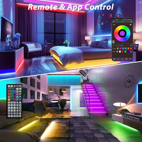 Ledagic 150ft (2 75ft) 60 Led Lights for Bedroom Rolls * Music Sync Color Changing Led Strip Lights with Key Remote