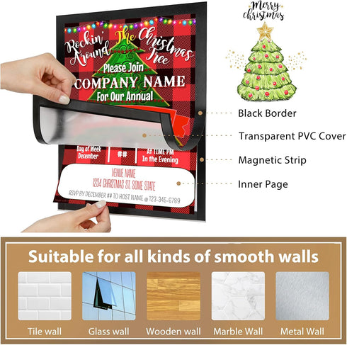 PUJIANG 8.5"x 11"Magnetic Display(Black,10Pack) Sign Holder, Double Sided Window Self-adhesive Frame, Transparent PVC