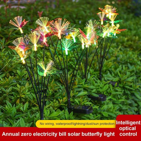 7 Solar Outdoor Lights Butterflies Solar Garden Lights Ground Plug Decorative Lights for Yard, Landscape Lighting Spot
