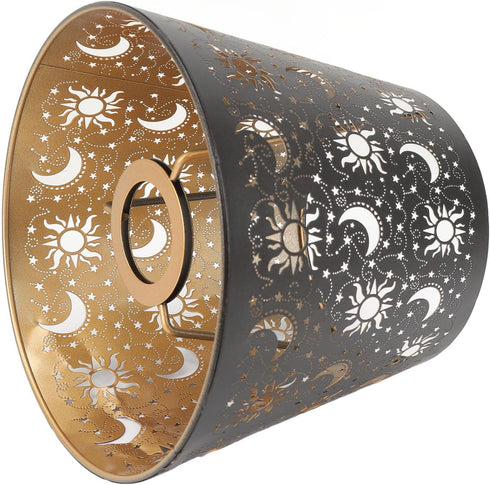 SUNFECILI Shade,E27 E26 Small Lamp Shade,Metal Lampshade,Shadow Metal Lamp Clip On Lamp Shade Table Hollow Out Iron