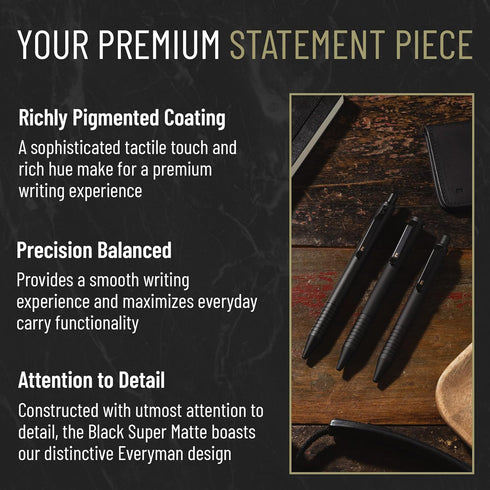 Everyman Black Super Matte Grafton Pen New and Improved Premium EDC Pen