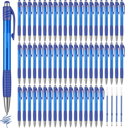Cholemy 64 Pack Colored Retractable Gel Ink Pens, 0.7mm Fine Point Smooth Writing Click Pens for School Office (Blue)