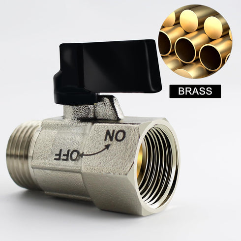 YOO.MEE Shut-Off Brass Ball Valve - 1/2'' Standard Connections with Polished Chrome Finish